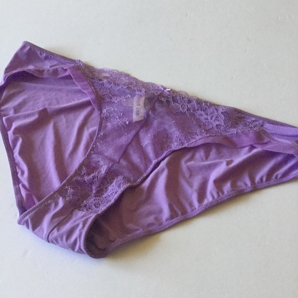 SCARLETT BLUE SLINKY KNIT LACE FRONT BIKINI PANTY PURPLE LARGE NWOT - Picture 1 of 13